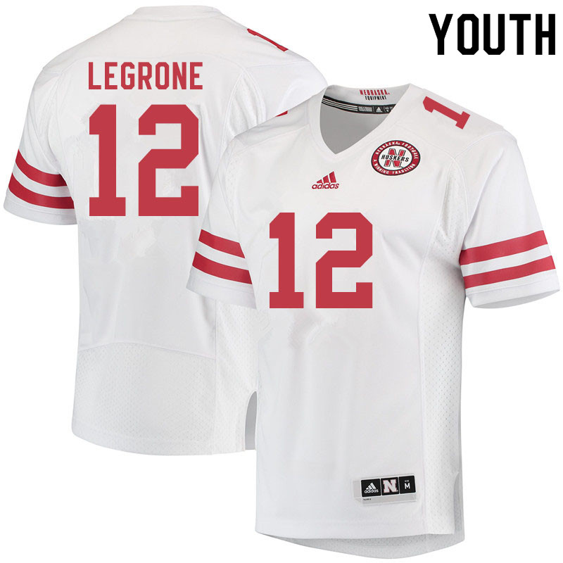 Youth #12 Katerian LeGrone Nebraska Cornhuskers College Football Jerseys Sale-White - Click Image to Close